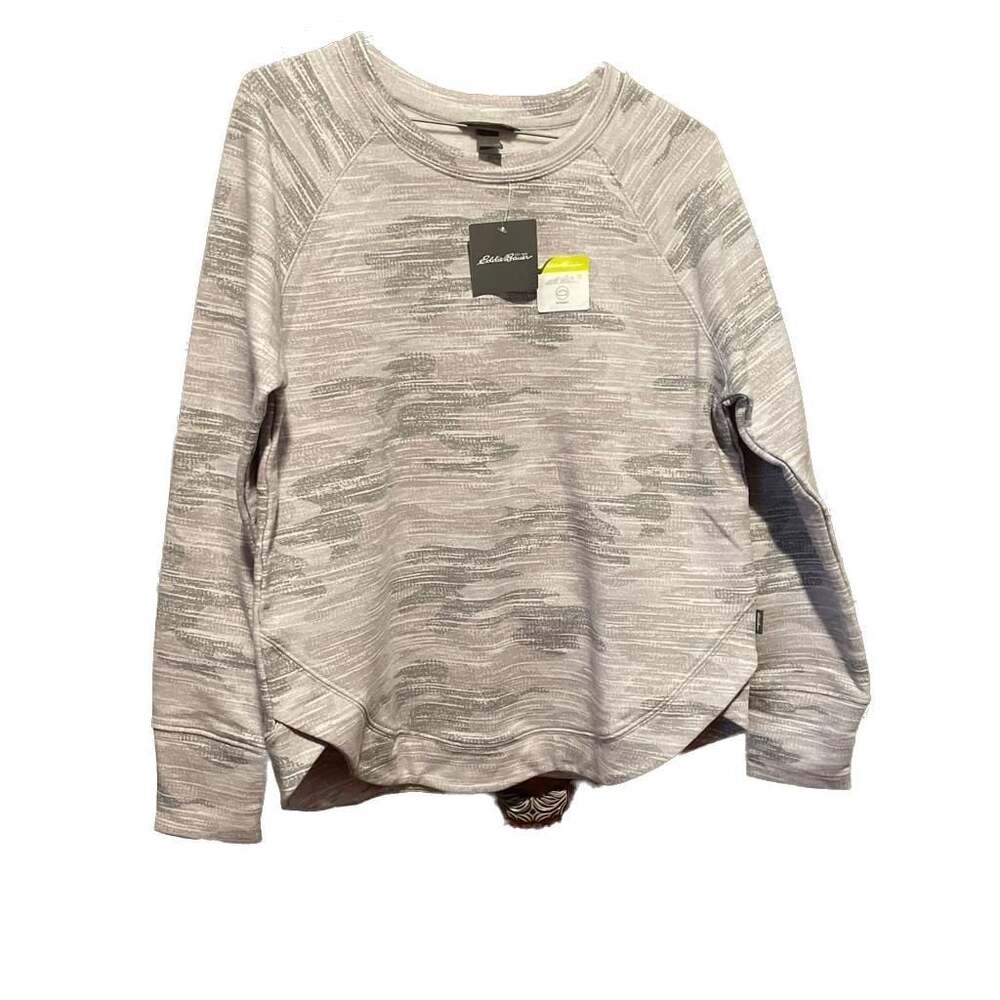 Eddie Bauer Women's Ultrasoft Fleece Crewneck Raglan Sweatshirt in Gray Camo